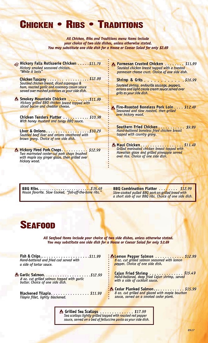 hickory falls wood fired grille bar dining menu hickory falls wood fired grille bar dining menu